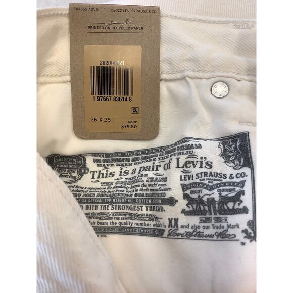 Levis 501 Women's 26x26 Ecru Straight Leg Crop Jeans Button Fly Classic G33-18 - Picture 8 of 9